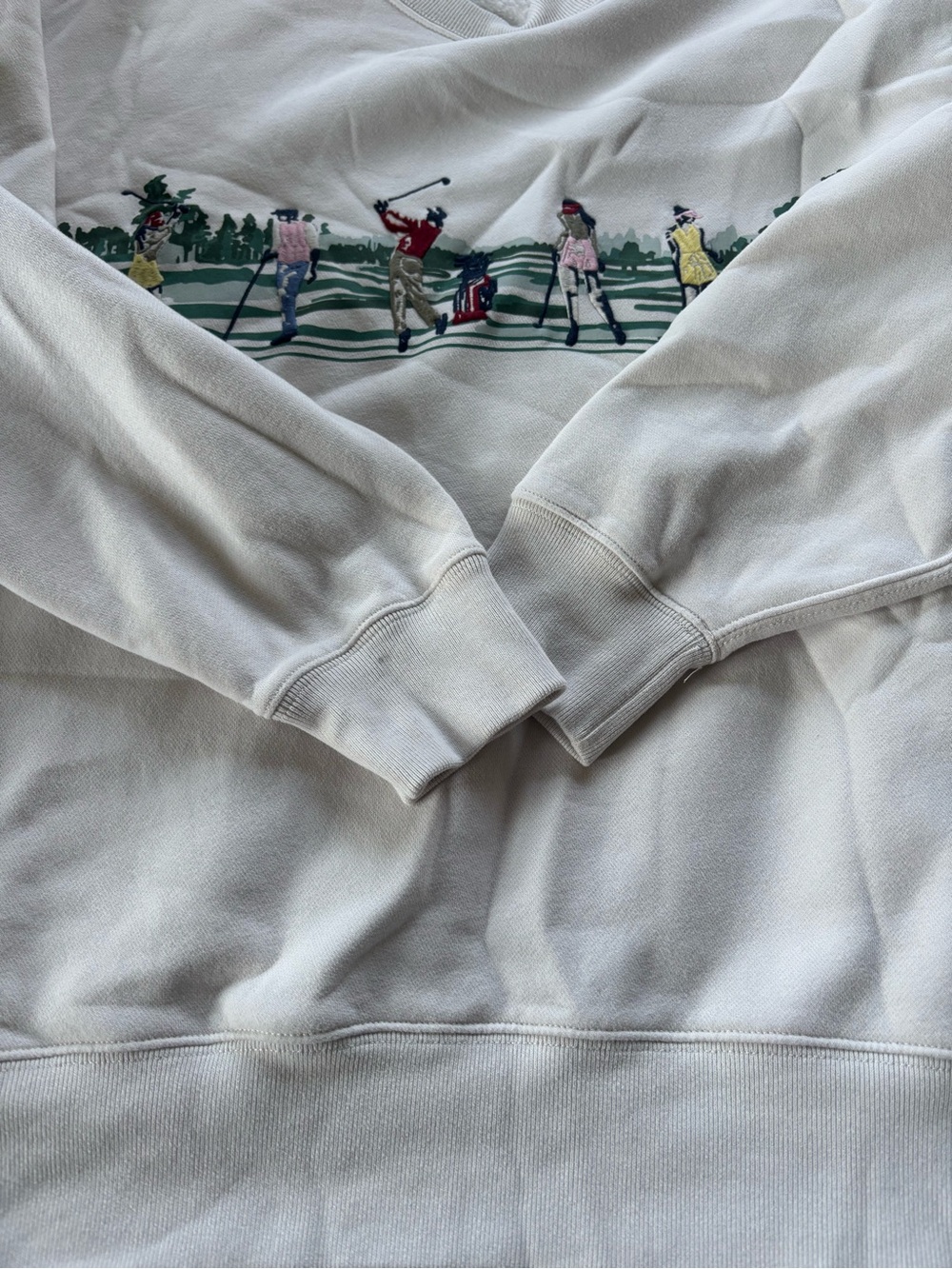Abercrombie & Fitch Soft AF Crewneck Sweater with Vintage Golfers Motif Sz Large - Picture 3 of 5